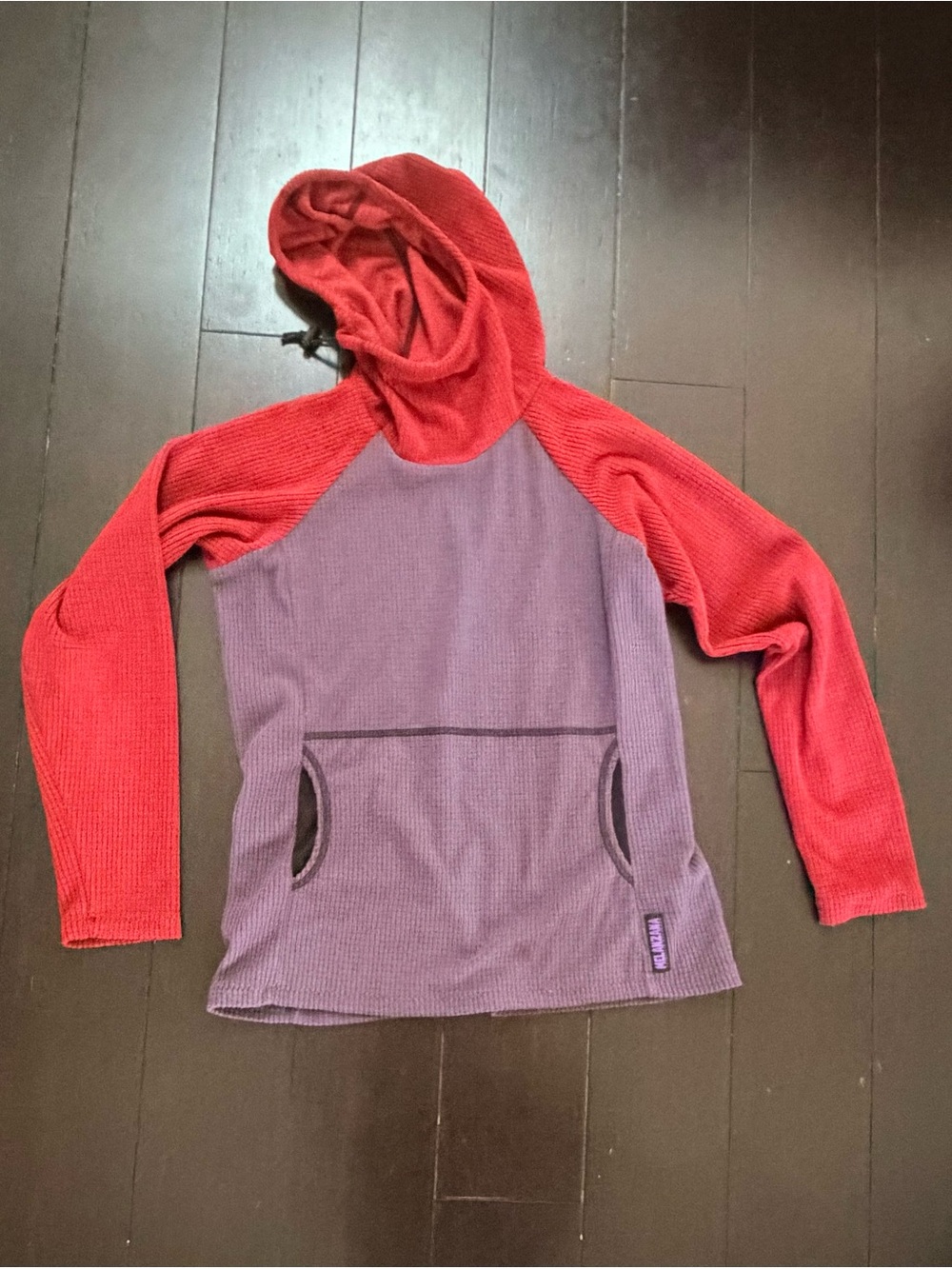 Melanzana Two‑Tone Micro Grid Fleece Hooded Pullover